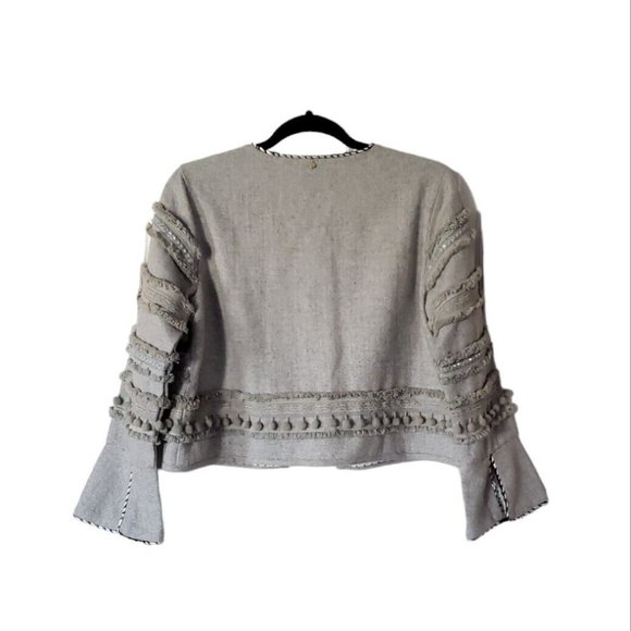 Harlyn Anthropologie Cropped Open Front Jacket Medium Annapolis Pom Pom NWT - Picture 5 of 16